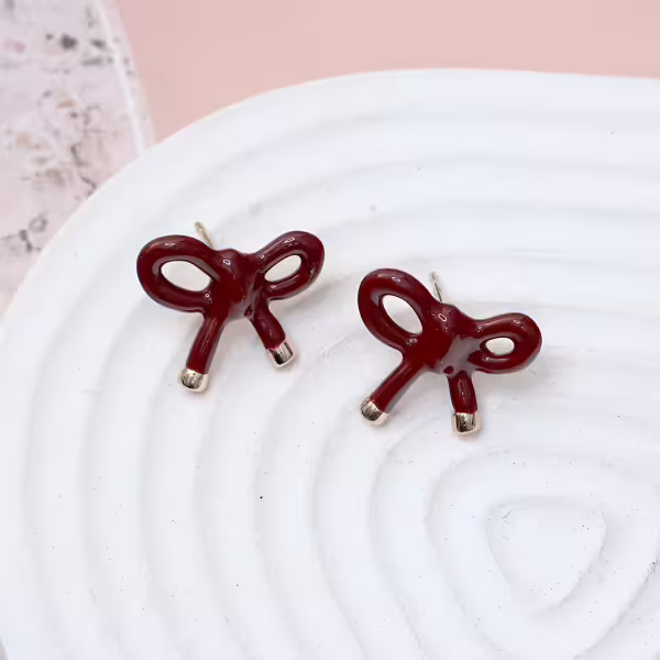 紅色蝴蝶綁結&times;吊墜耳環