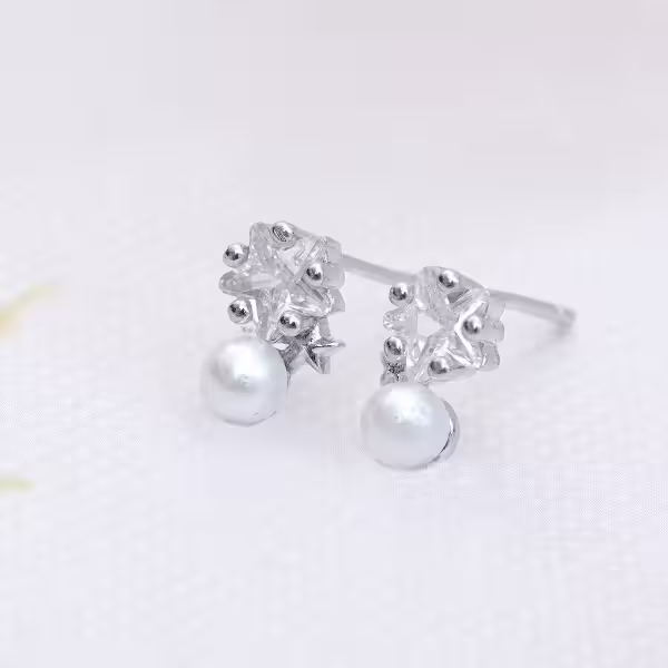 925銀針&times;星星珍珠&times;耳環