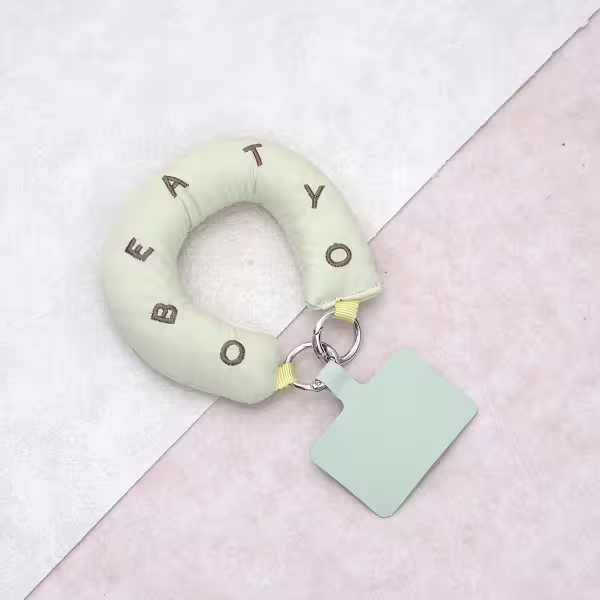 多巴胺澎澎棉字母&times;手機腕帶掛繩&times;綠色