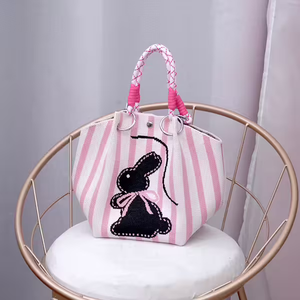 條紋小兔&times;針織手提袋