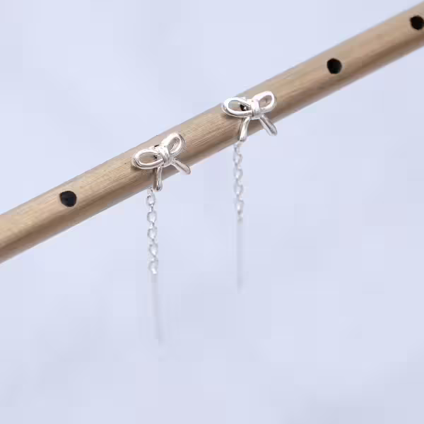 925銀針&times;蝴蝶結線條&times;耳線