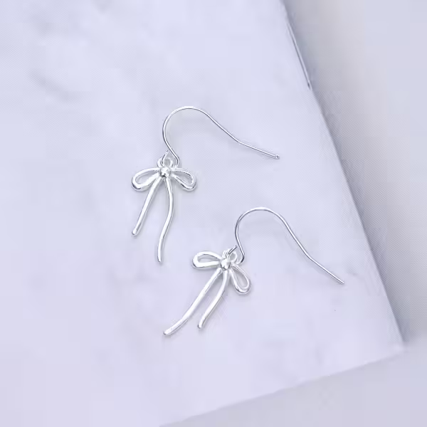 925銀針&times;蝴蝶結線條&times;耳鉤