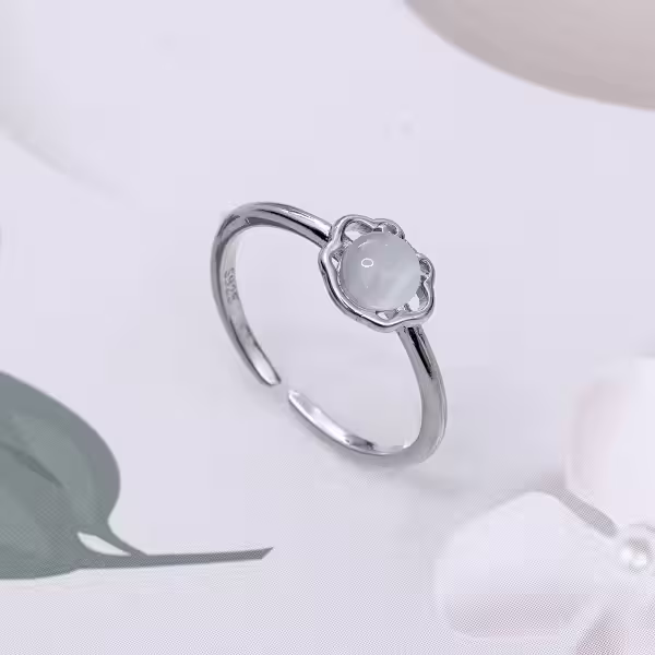 925銀飾&times;祥雲貓眼石&times;開口戒指