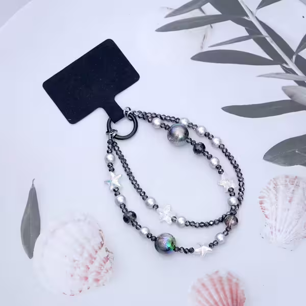 雙層魔幻海星明珠&times;手機腕帶掛繩&times;黑色