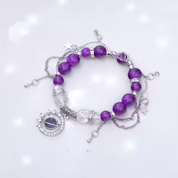 冰透紫星球&times;固定式串珠手鍊