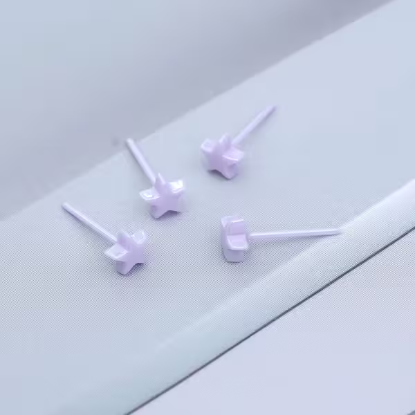 小星星&times;陶瓷&times;養耳棒&times;二套件耳環組&times;紫色