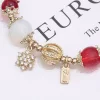 聖誕雪花紅金琉璃&times;固定式串珠手鍊-第3張