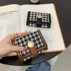 千鳥紋布面皮革×三折短皮夾×棕咖-第5張