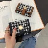 千鳥紋布面皮革×三折短皮夾×黑色-第5張