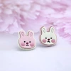 粉白綿花糖小兔×吊墜耳環-第1張