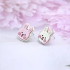 粉白綿花糖小兔×吊墜耳環-第2張