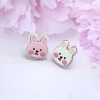 粉白綿花糖小兔×吊墜耳環-第4張