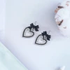 甜酷黑蝴蝶結愛心×吊墜耳環-第2張