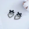 甜酷黑蝴蝶結愛心×吊墜耳環-第3張