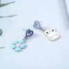 愛心棉花糖兔兔藍花×不對稱吊墜耳環-第2張