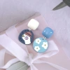 加油鴨藍色小花×不對稱吊墜耳環-第1張