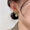 棕咖領結金色愛心×吊墜耳環-第6張