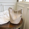 皮革圓身水桶包×肩背包×白色-第2張