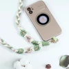 粗麻辮小花朵×手機單勾掛脖吊繩×粉綠-第2張