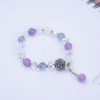 晶球貝殼花紫琉璃×固定式串珠手鍊×紫色-第1張
