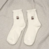 小熊白色毛襪&times;中筒襪&times;二雙套件襪子組-第4張