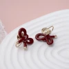 紅色蝴蝶綁結&times;蚊香盤U型耳夾-第2張