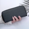 編織壓紋&times;拉鍊長皮夾&times;黑色-第6張