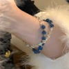 晶透藍珠×雙層固定式串珠手鍊-第5張