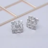 925銀針&times;棋盤晶鑽格紋&times;耳針-第1張