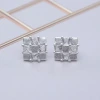 925銀針&times;棋盤晶鑽格紋&times;耳針-第4張