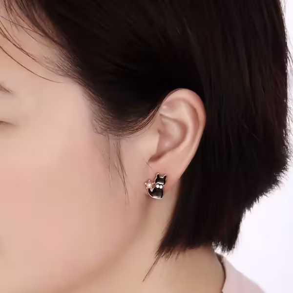 黑貓珍珠×軟墊三角耳夾-第4張