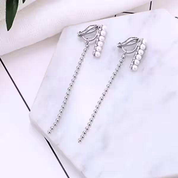直排珍珠垂線×三角耳夾-第3張