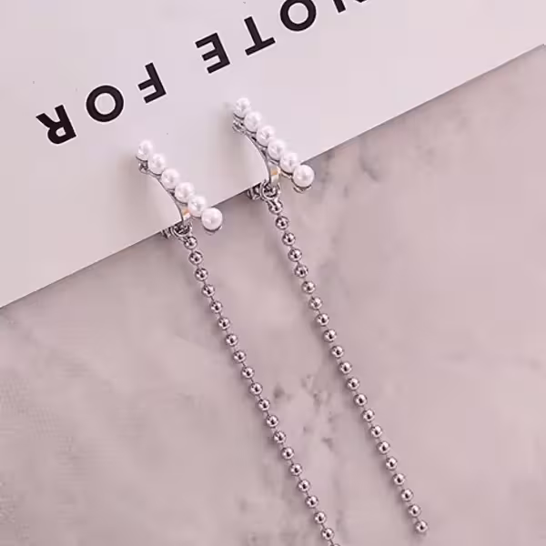 直排珍珠垂線×三角耳夾-第4張