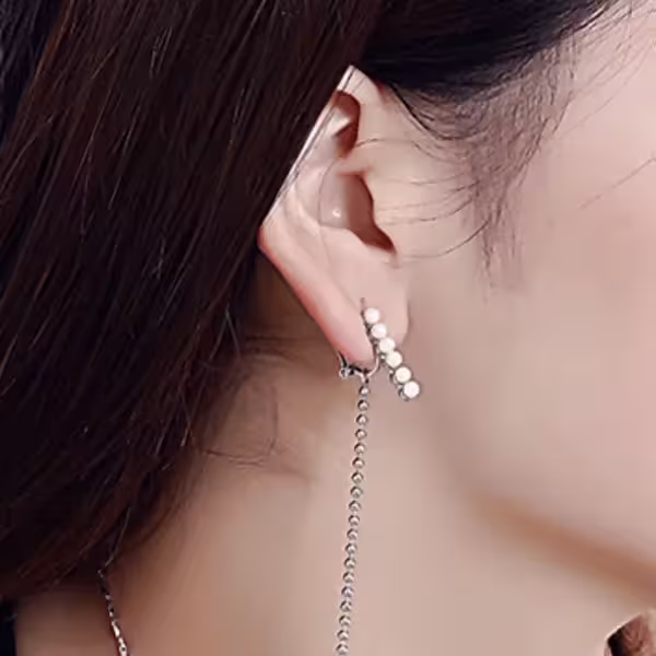 直排珍珠垂線×三角耳夾-第2張