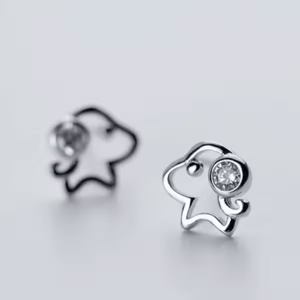 925銀針×晶鑽小狗狗×耳針-第1張
