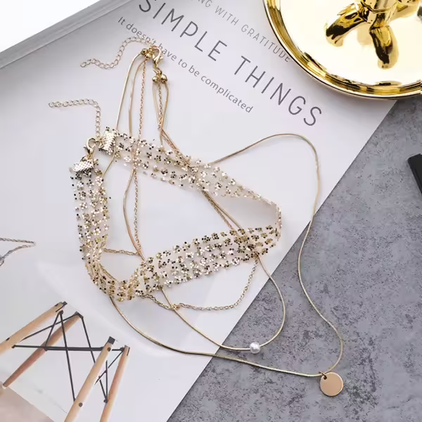 三層亮片小珍珠×頸鍊×閃金-第2張