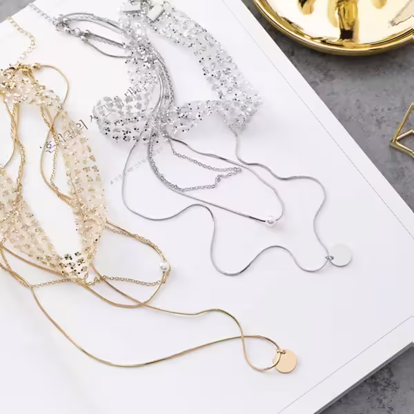 三層亮片小珍珠×頸鍊×閃金-第3張