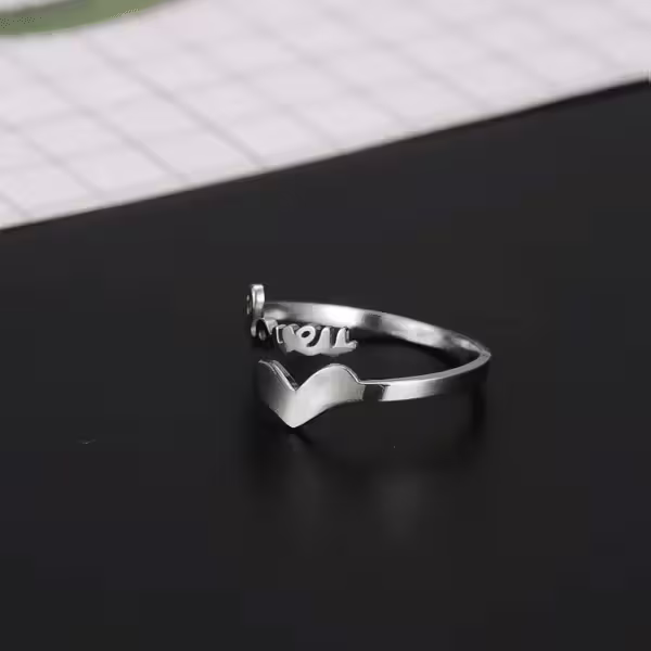 鋼飾×LOVE小愛心×開口戒指×鋼色-第1張