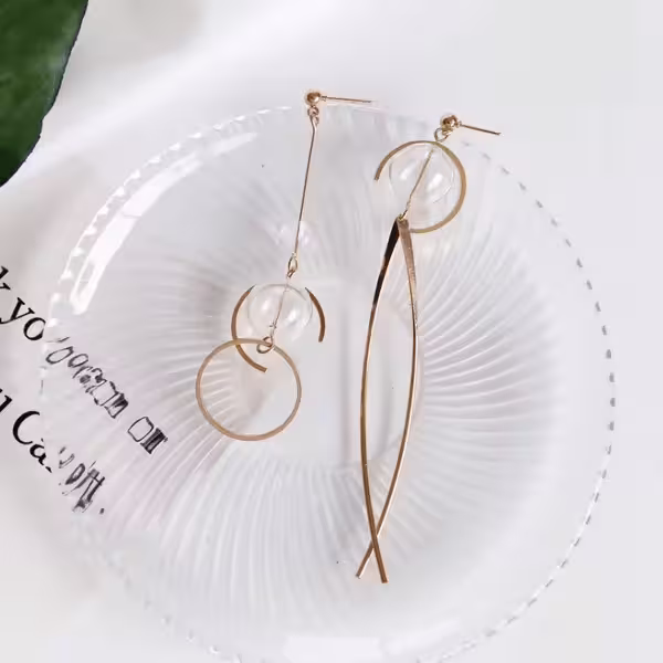 C字幾何氣泡球&times;不對稱吊墜耳環-第1張