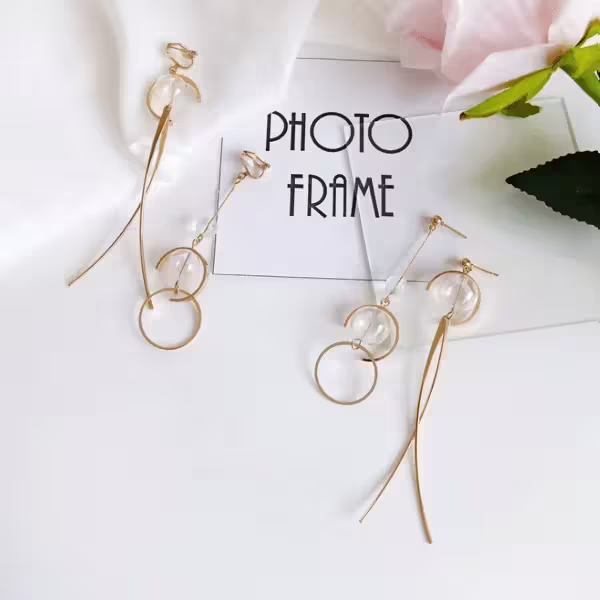 C字幾何氣泡球&times;不對稱吊墜耳環-第3張