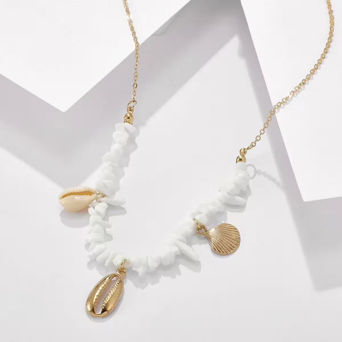 雪白碎石貝殼&times;項鍊-第5張