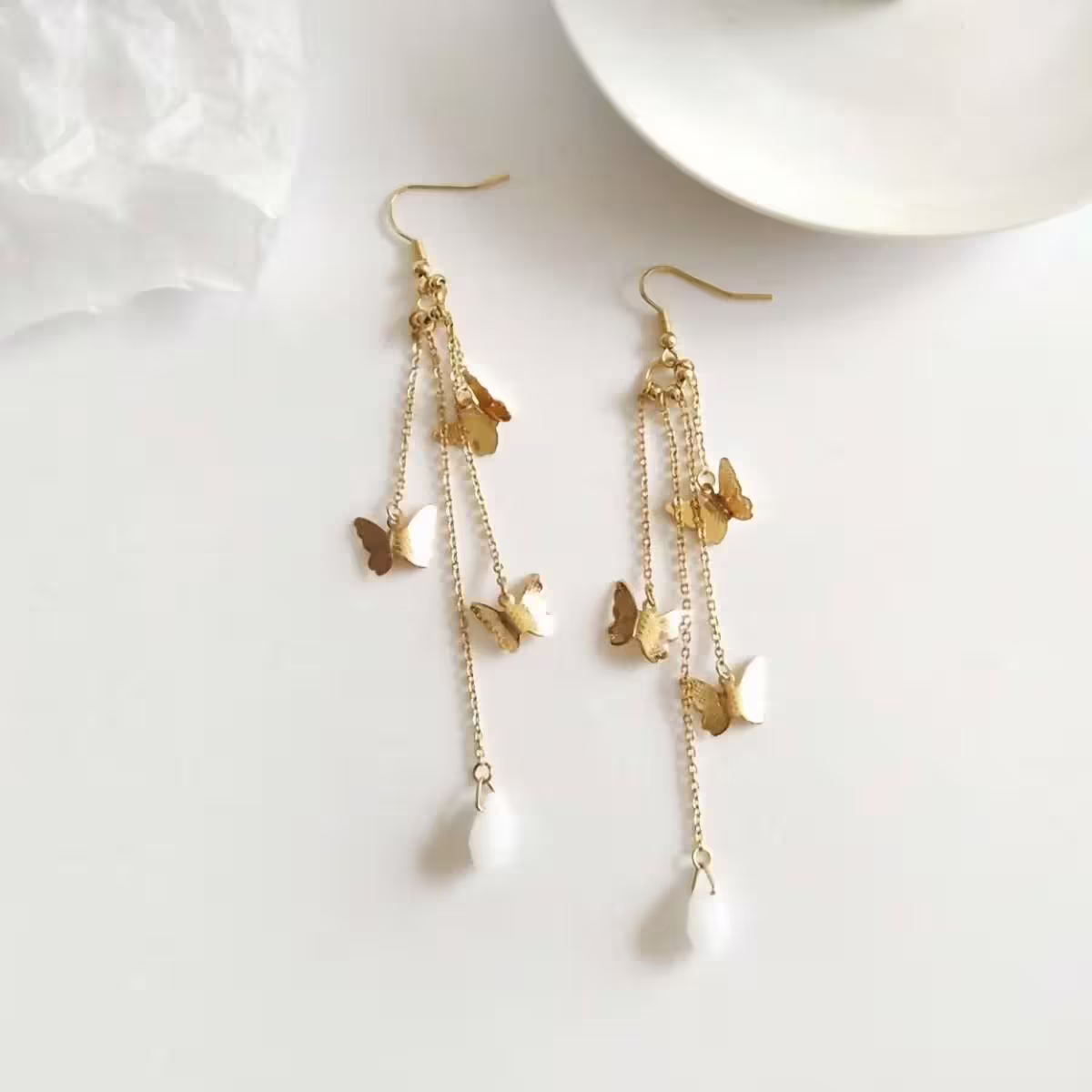 蝴蝶雨簾流蘇×吊墜耳勾-第1張