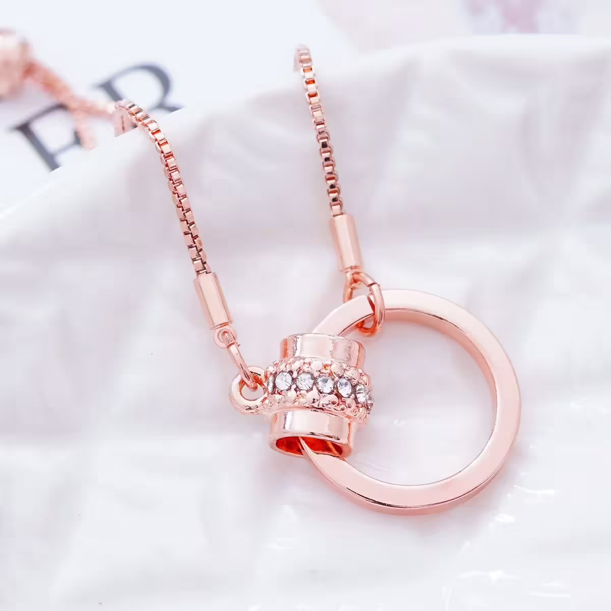 玫瑰金晶柱扣圓環×手鍊-第3張