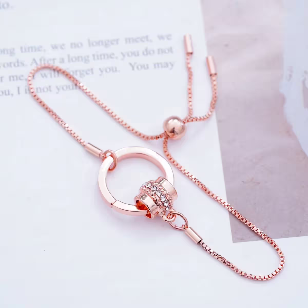 玫瑰金晶柱扣圓環×手鍊-第4張