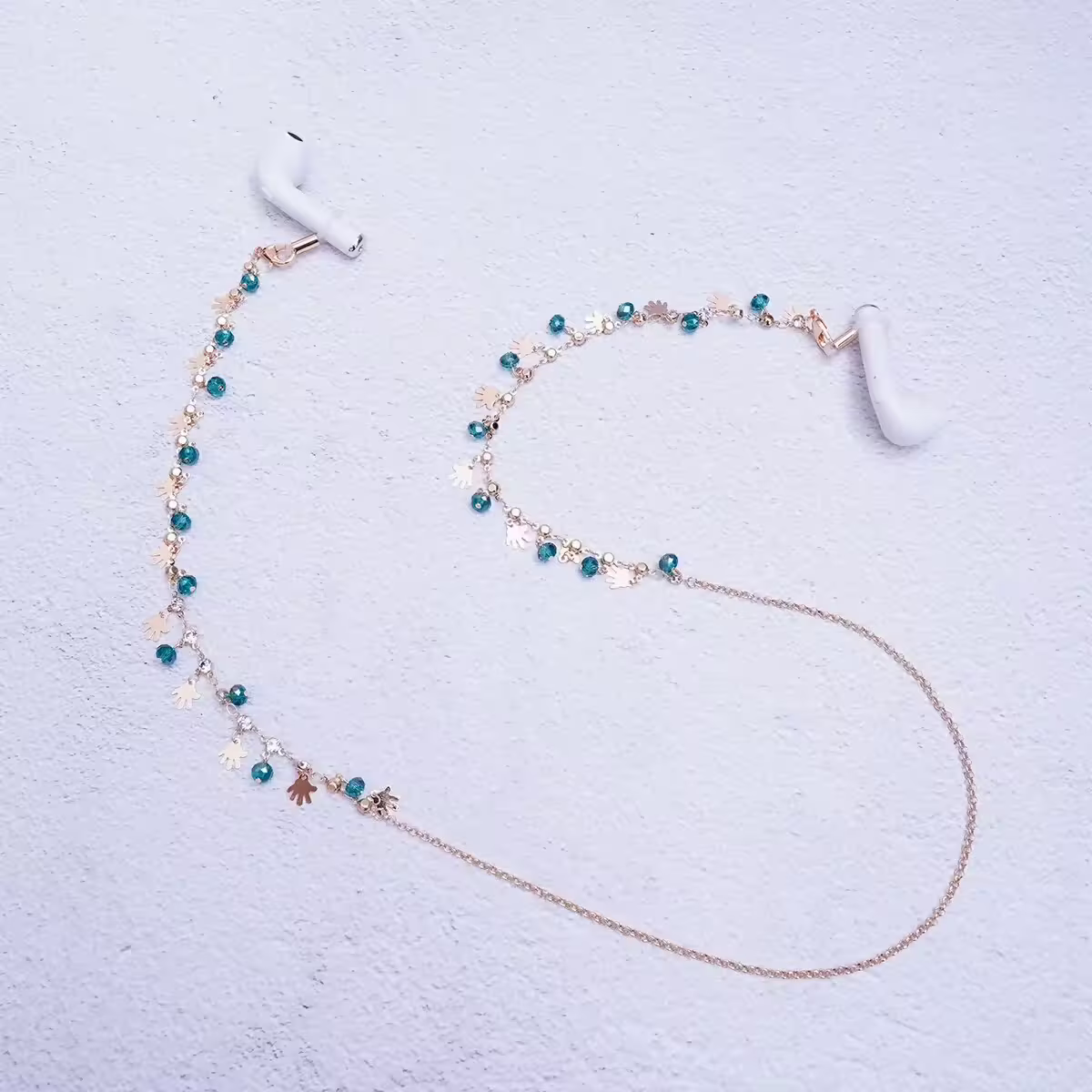 波西米亞小手藍珠&times;無線耳機眼鏡口罩防丟項鍊-第2張