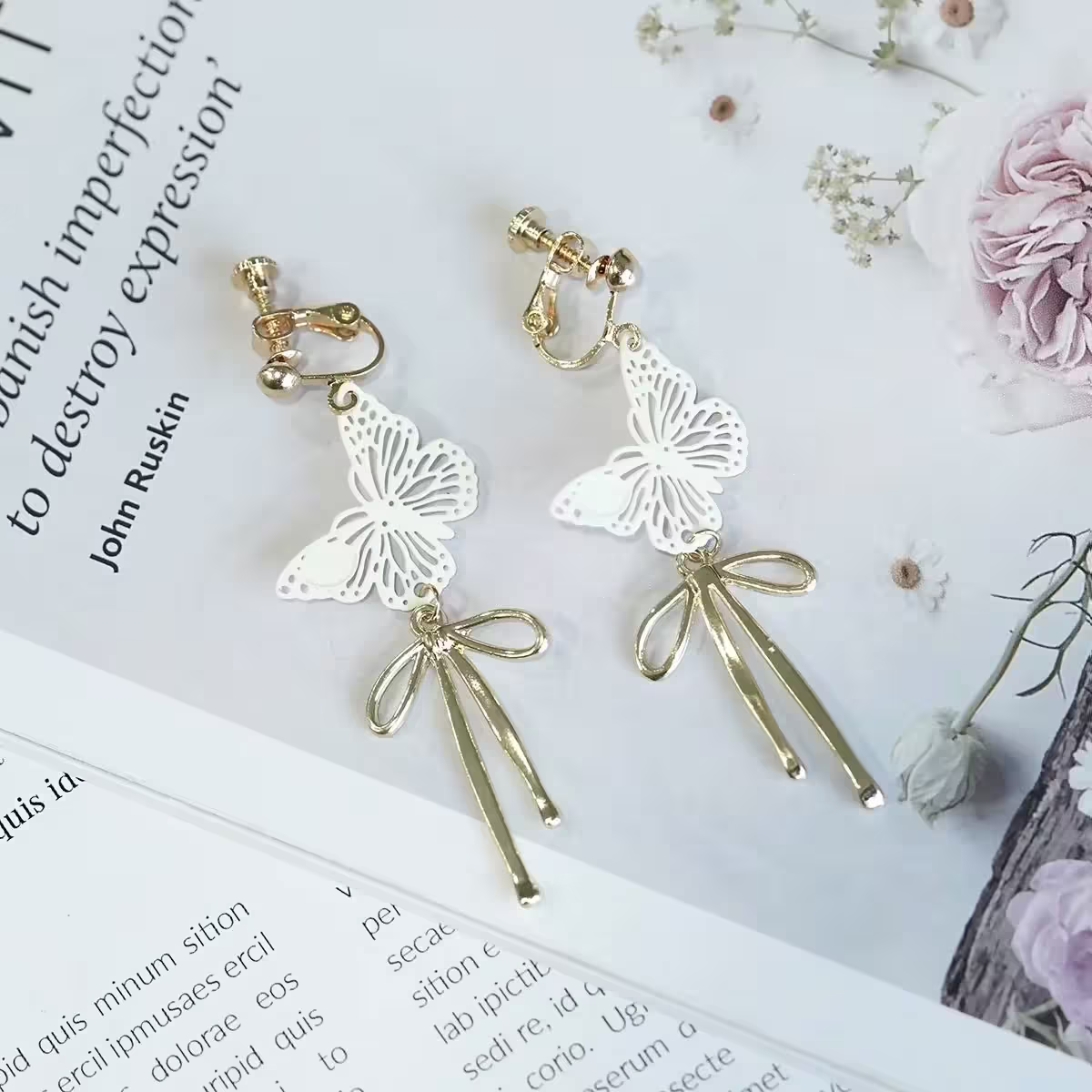 優雅白蝴蝶領結×螺旋耳夾-第4張