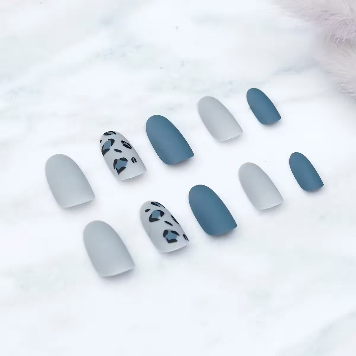 灰藍豹紋撞色霧面&times;穿戴式手指甲片&times;二十四入 -第2張
