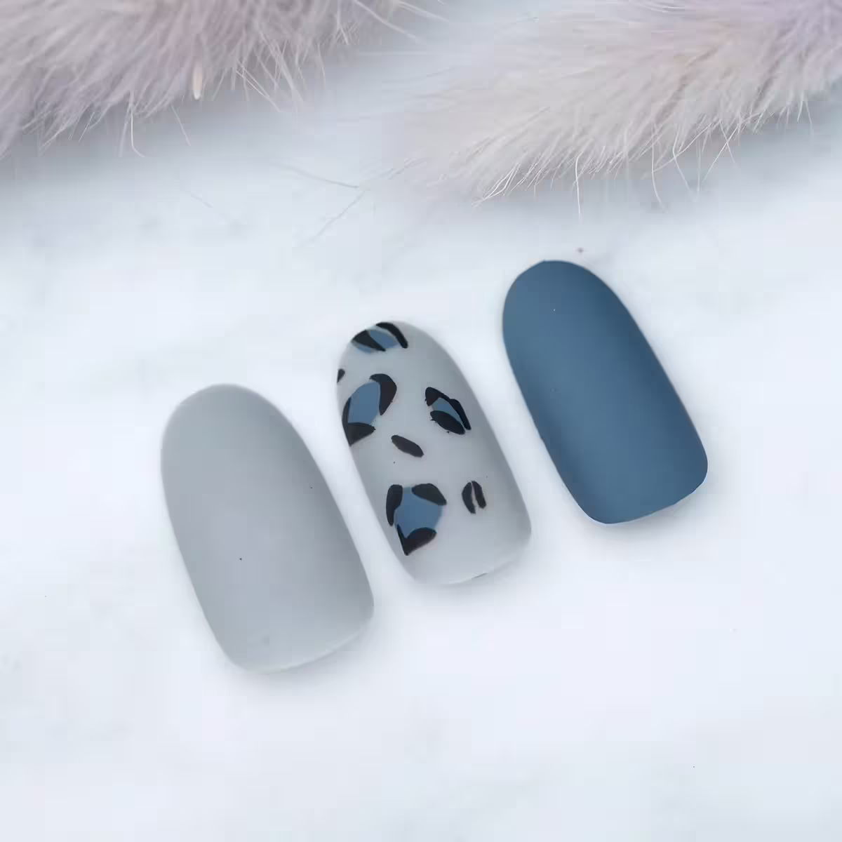 灰藍豹紋撞色霧面&times;穿戴式手指甲片&times;二十四入 -第3張