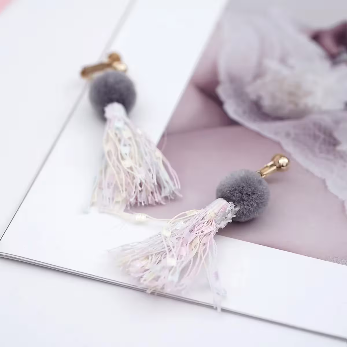 晴天娃娃毛球流蘇×螺旋耳夾-第3張