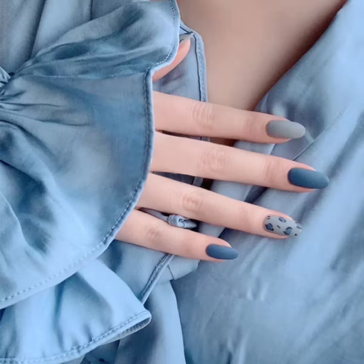 灰藍豹紋撞色霧面&times;穿戴式手指甲片&times;二十四入 -第6張